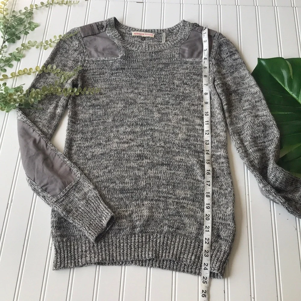 Rebecca Taylor sweater elbow patch grey marbled - Picture 3 of 8